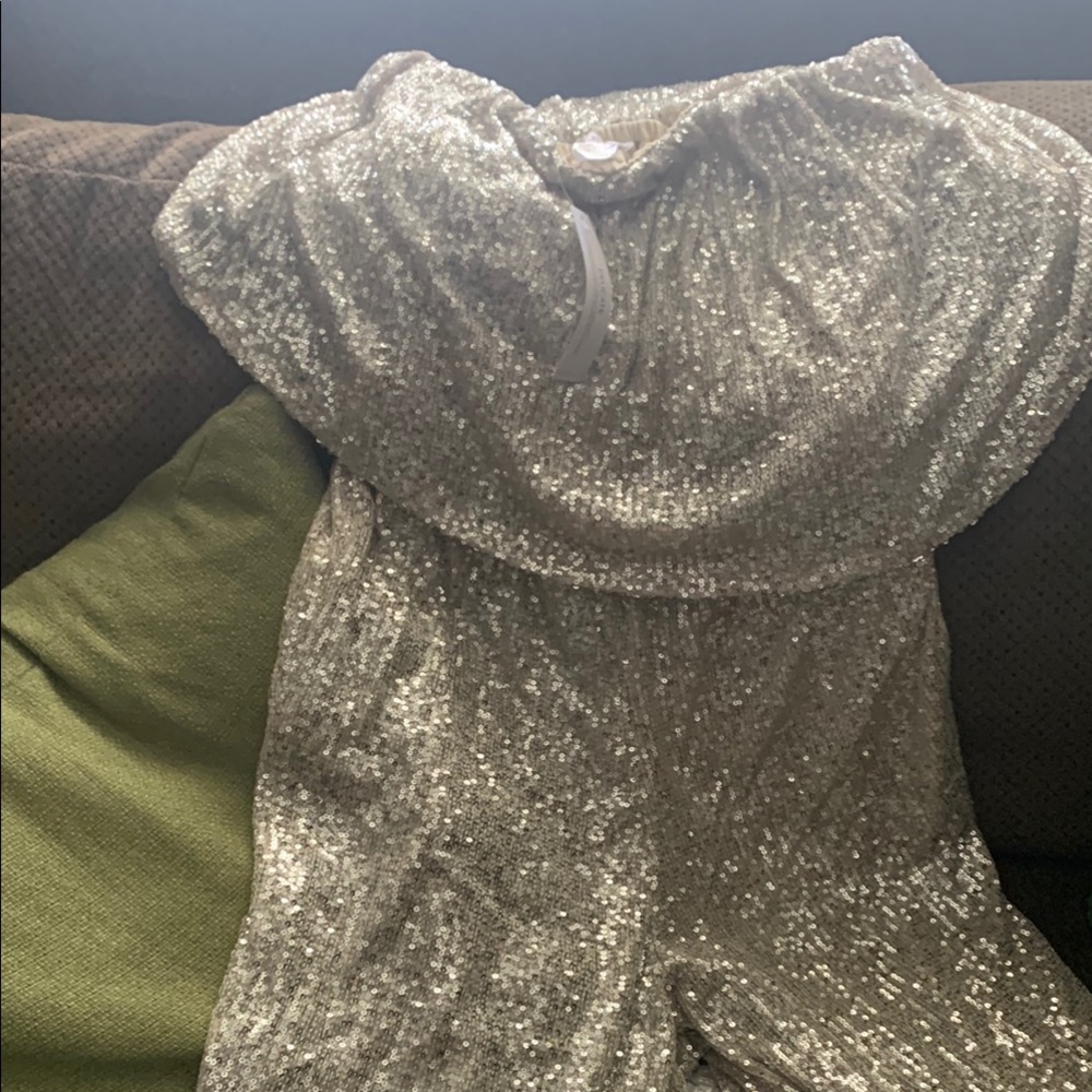 Venus Silver Sequin strapless jumpsuit